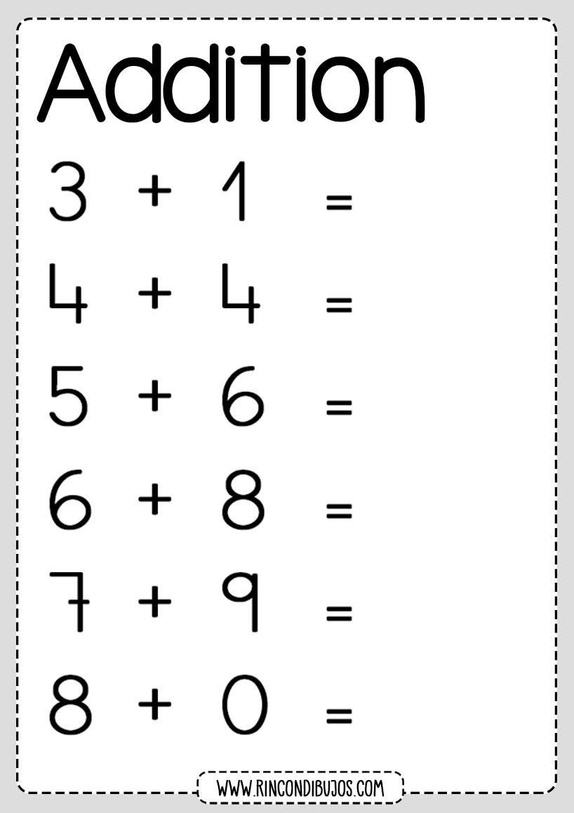 Addition Worksheets for first grade