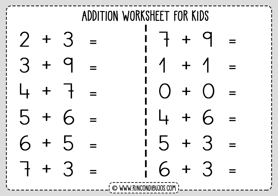 Addition kindergarten activities