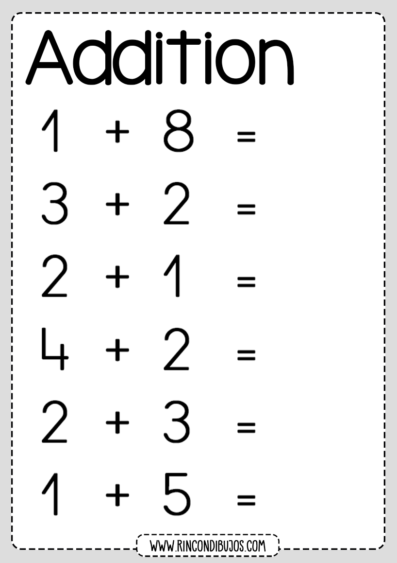 Addition kindergarten worksheet