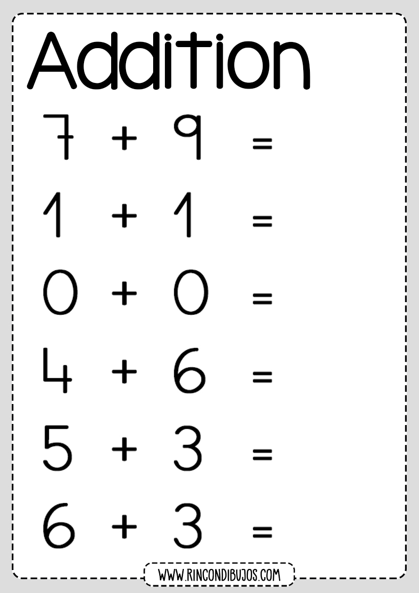 Addition worksheets one digit