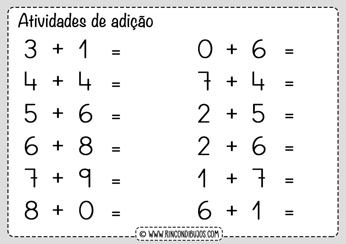 Atividades de matematica adição