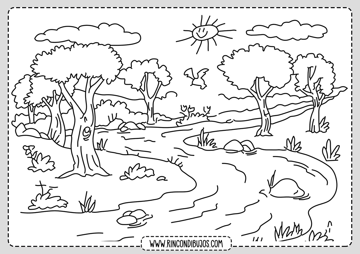 Dibujo Paisaje Bosque para colorear