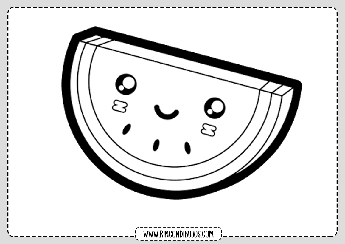 Dibujo Sandia Kawaii para Colorear