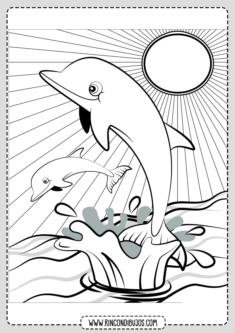 Dibujo de Delfines Saltando Colorear