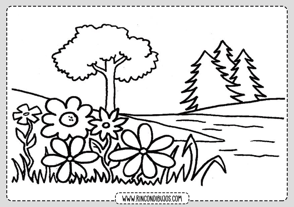 Dibujo de Paisaje de un Bosque para Colorear