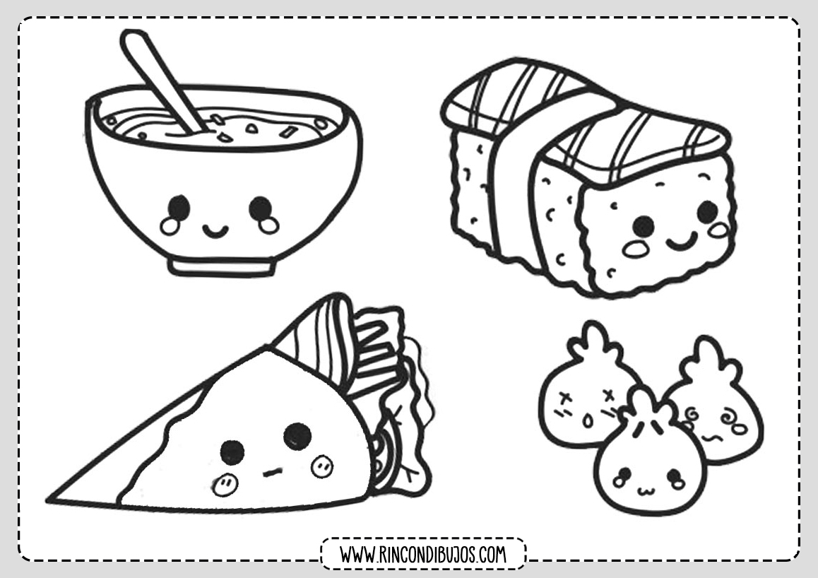 Dibujos Kawaii de Comida para colorear