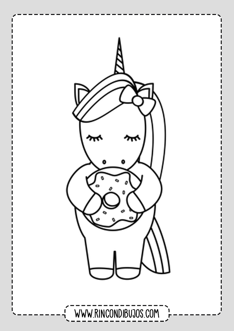 Dibujos de Unicornios Kawaii para Colorear