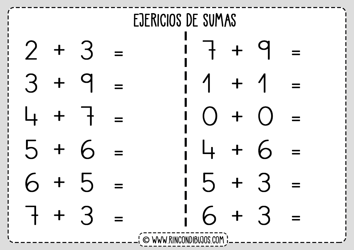 Ejercicios de Calculo Mental Para Niños Sumas