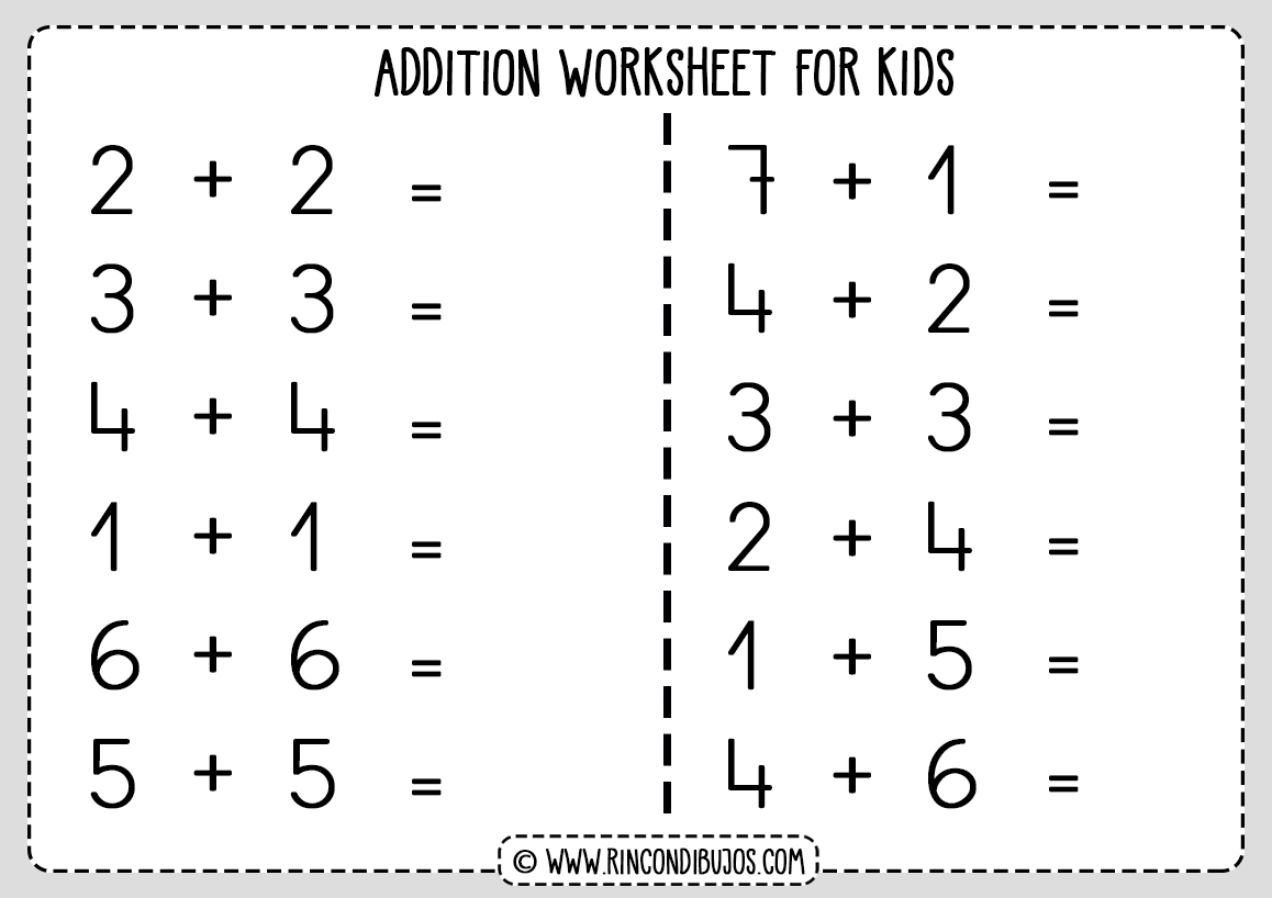 Free addition worksheet printable