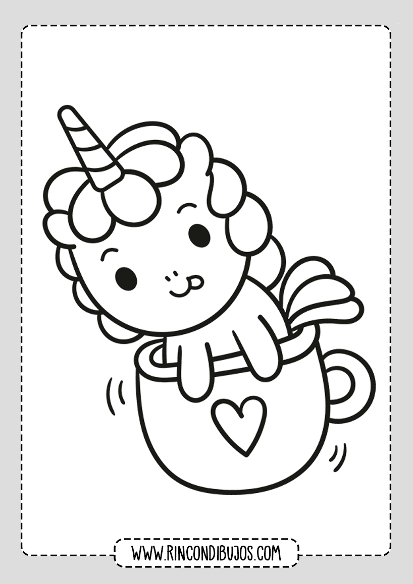 Kawaii Dibujos de Unicornios Colorear