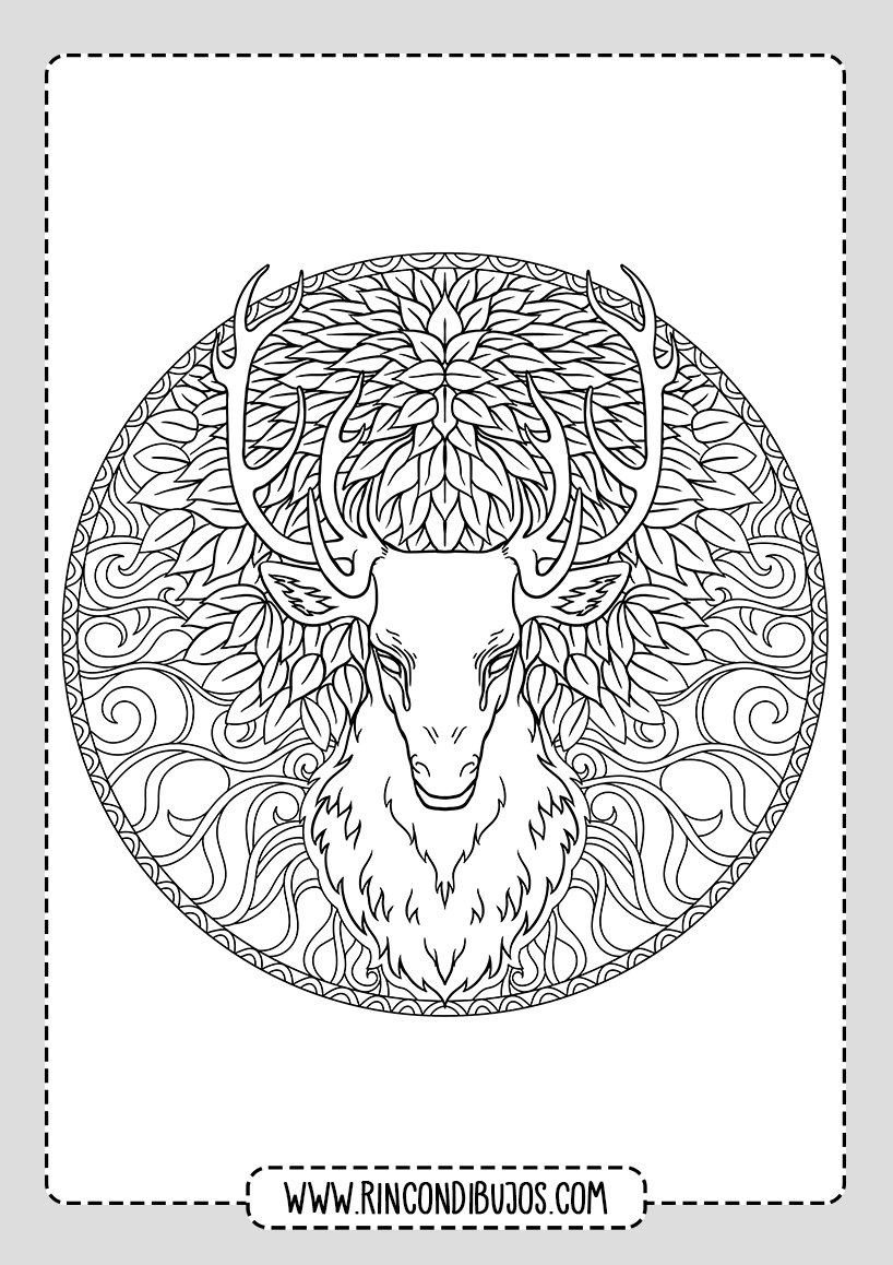 Mandalas de Animales ciervo para colorear