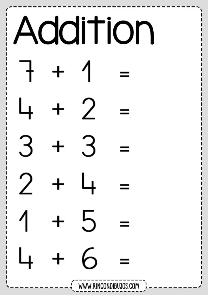 addition worksheets for kindergarten