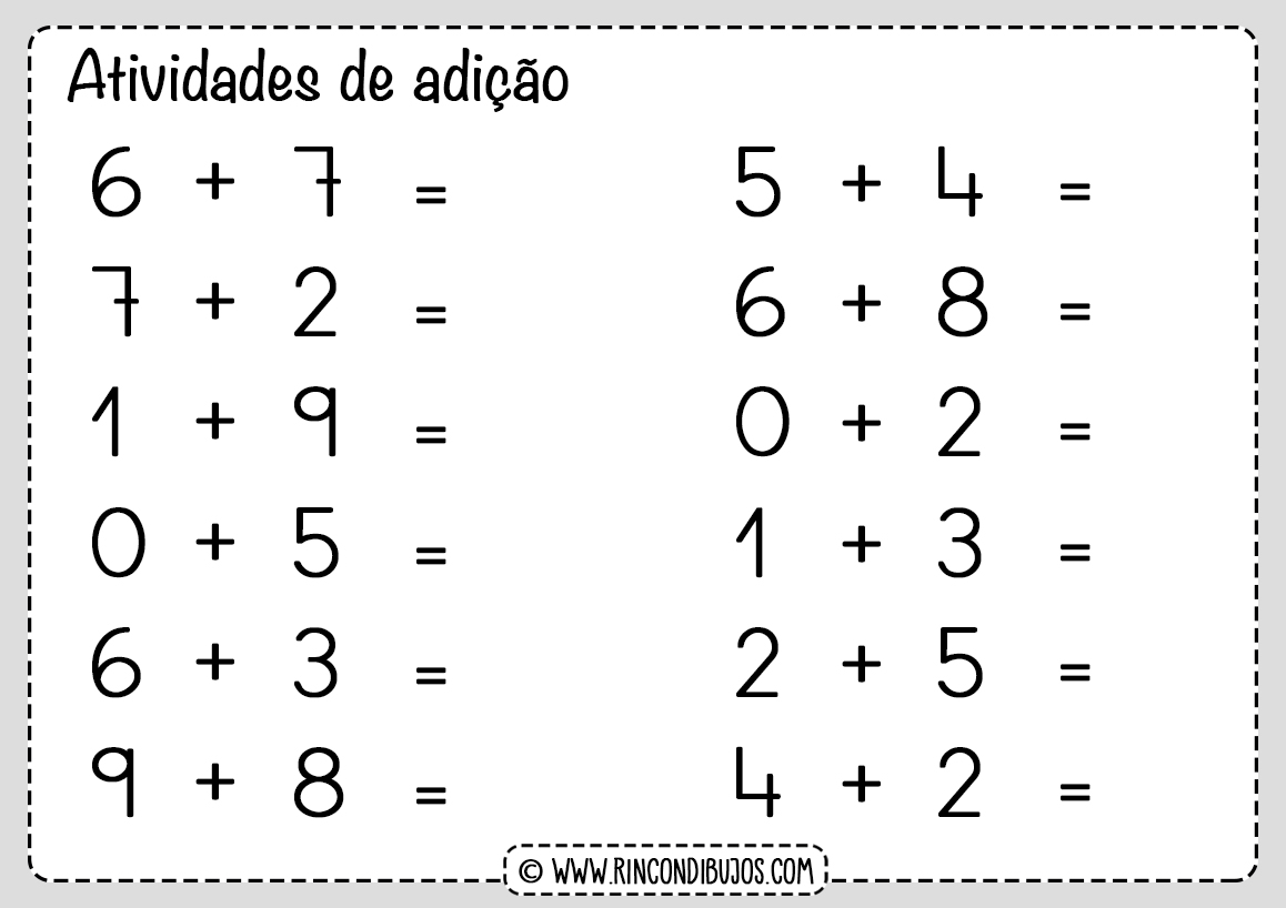 atividades de adição 1 ano