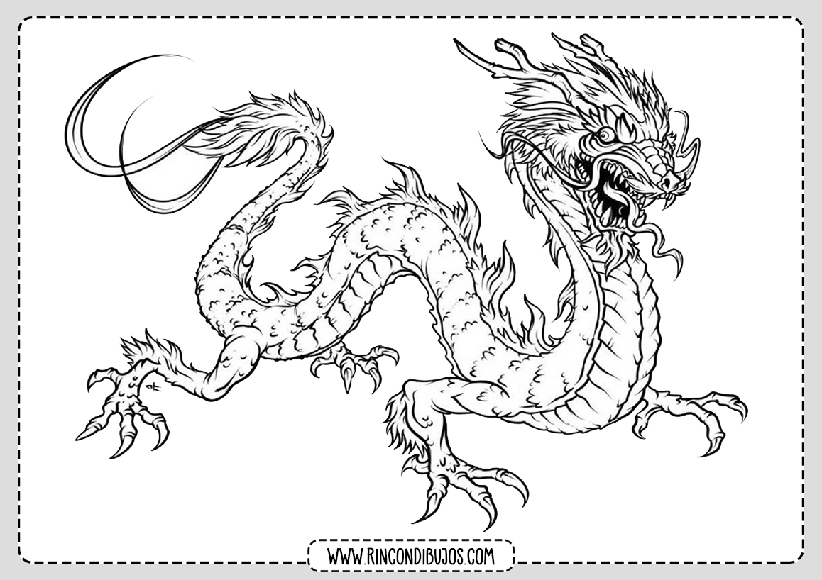Dibujo Dragon Chino para Colorear