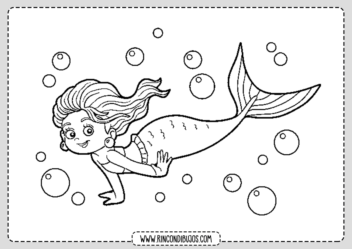 Dibujo Sirena en el mar para colorear