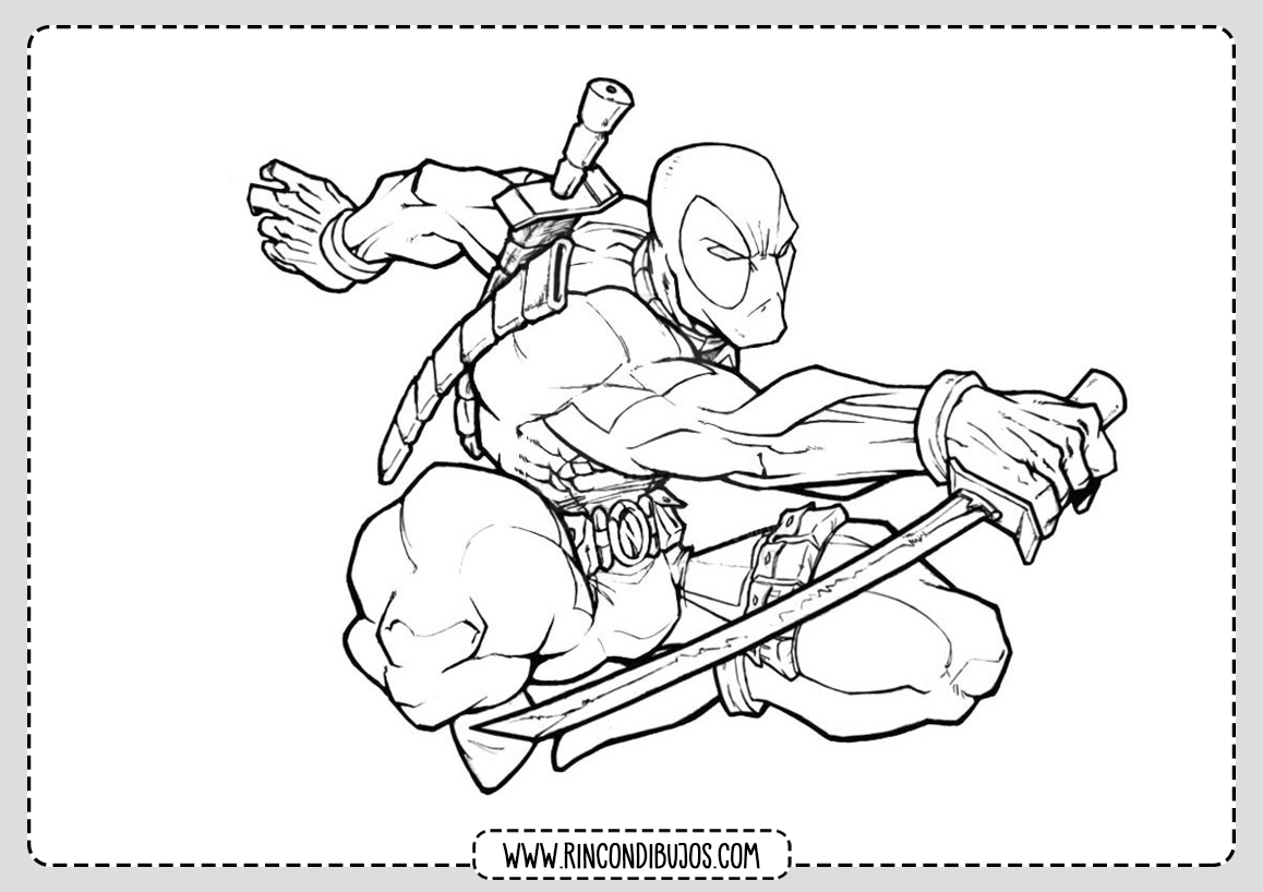 Dibujo de Deadpool Saltando para Colorear