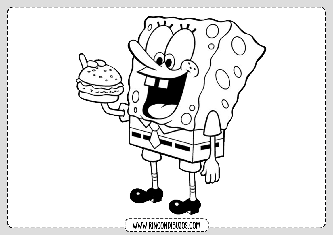 Dibujos de Bob Esponja Comiendo para Colorear