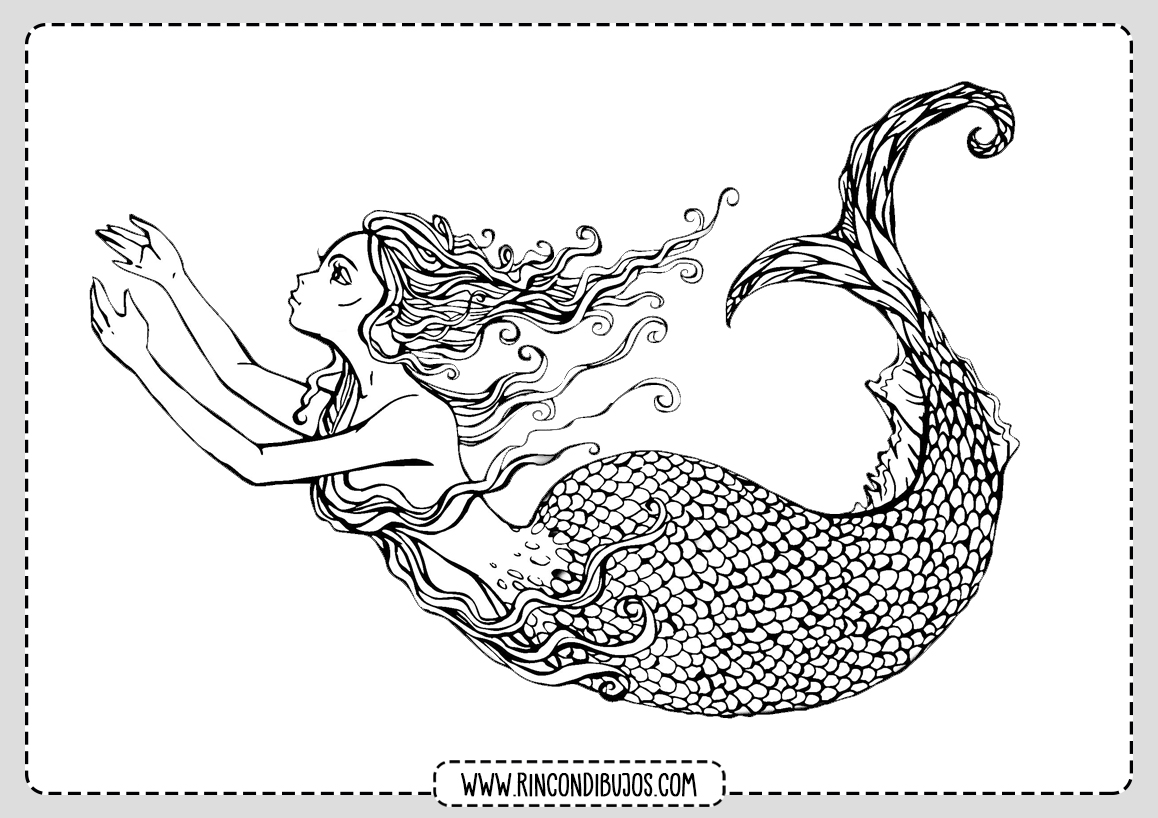 Sirena en el agua Colorear