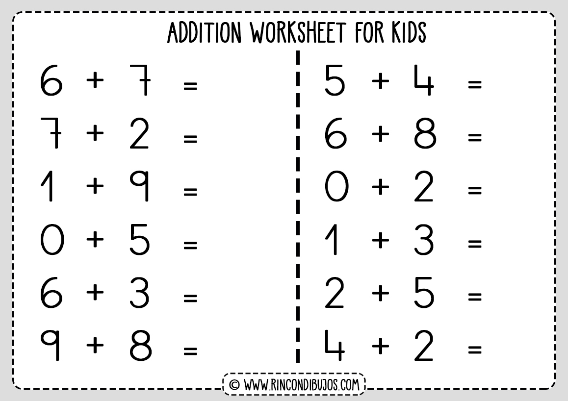 Addition worksheets preschool