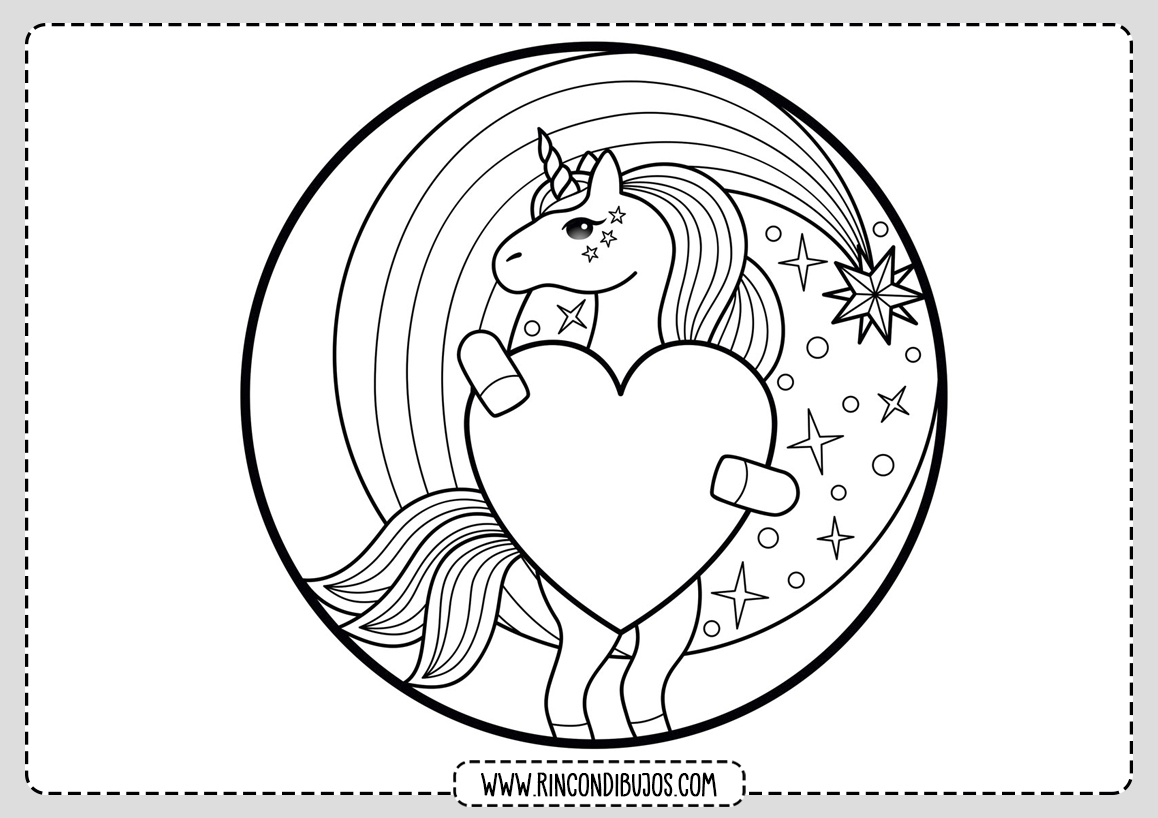 Dibujo Corazon Unicornio Colorear