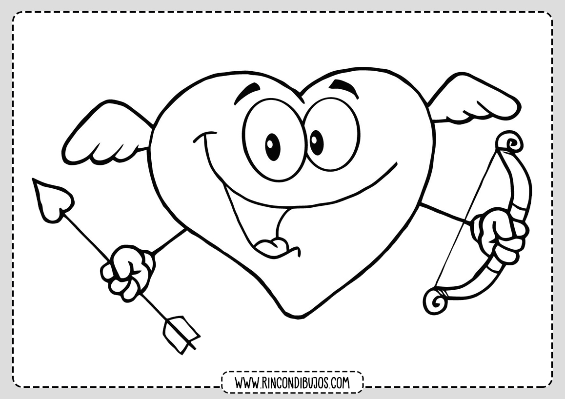 Dibujo Corazon con Cara para Colorear