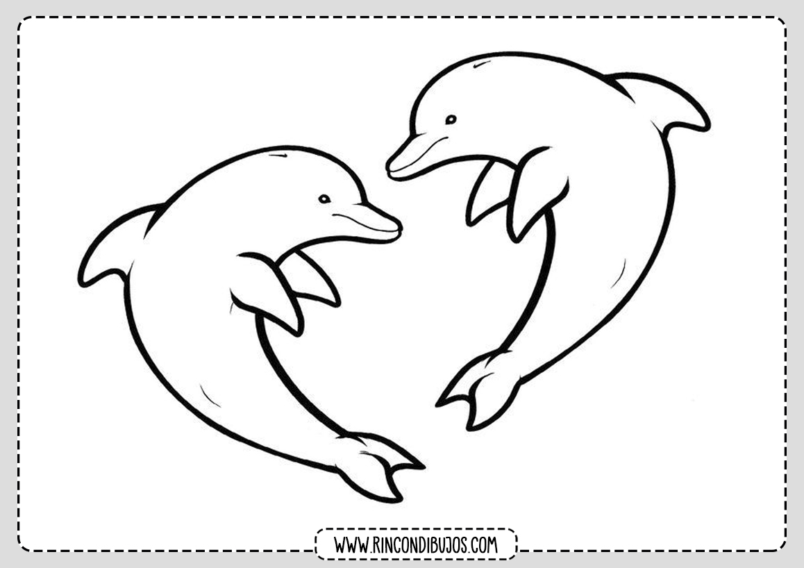 Dibujos de Delfines con forma de corazon