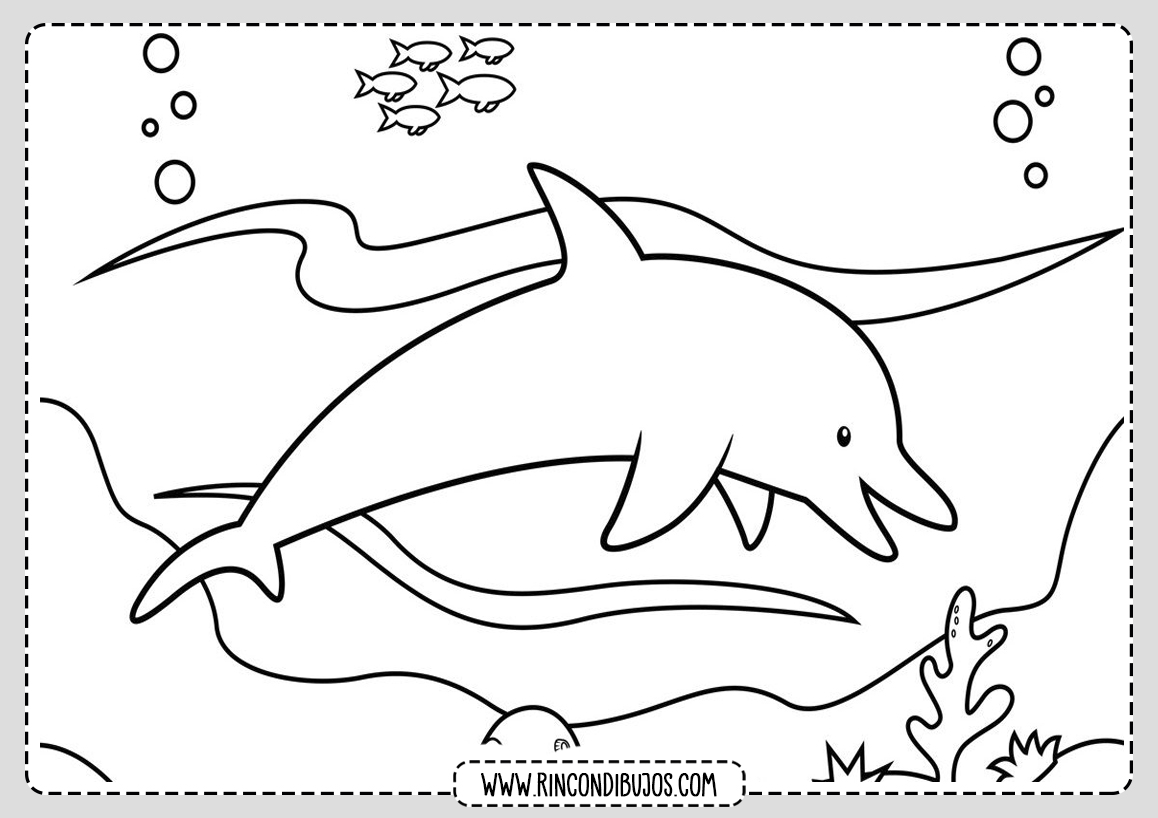 Dibujos de Delfines en el mar para colorear
