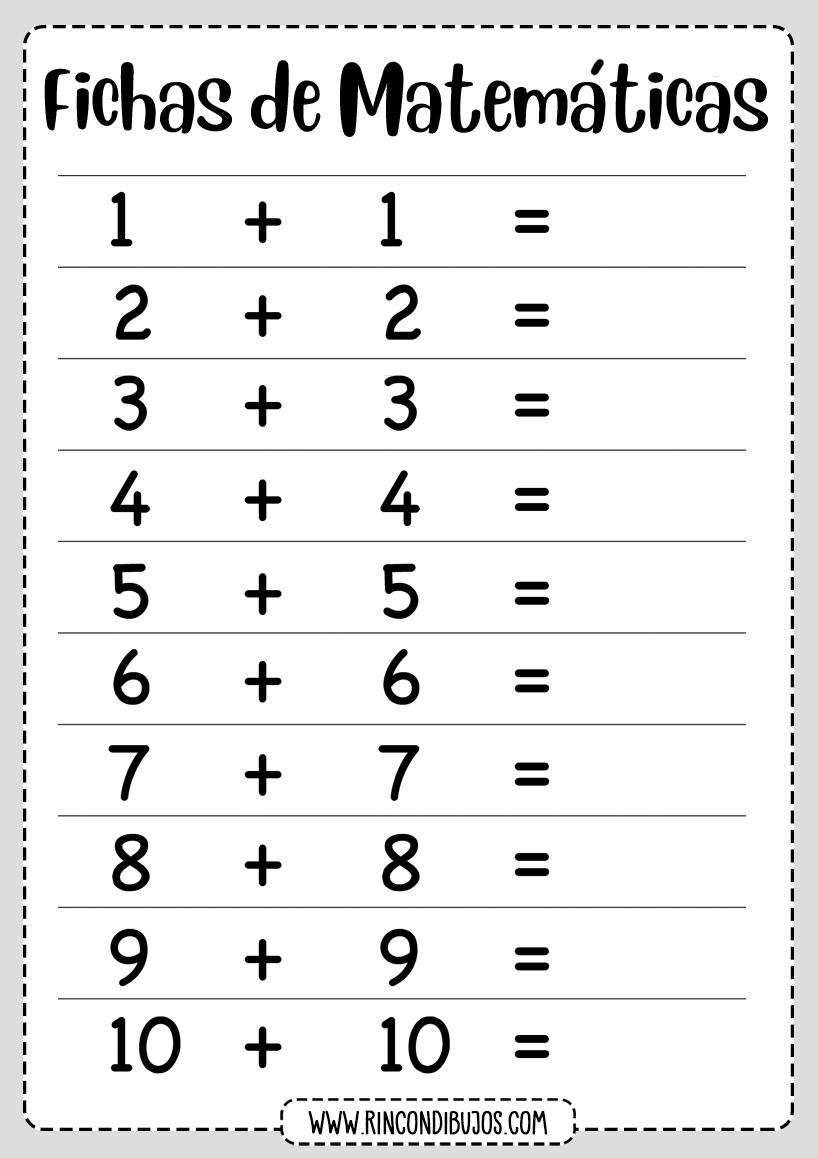 Fichas Sumas de dos cifras o digitos