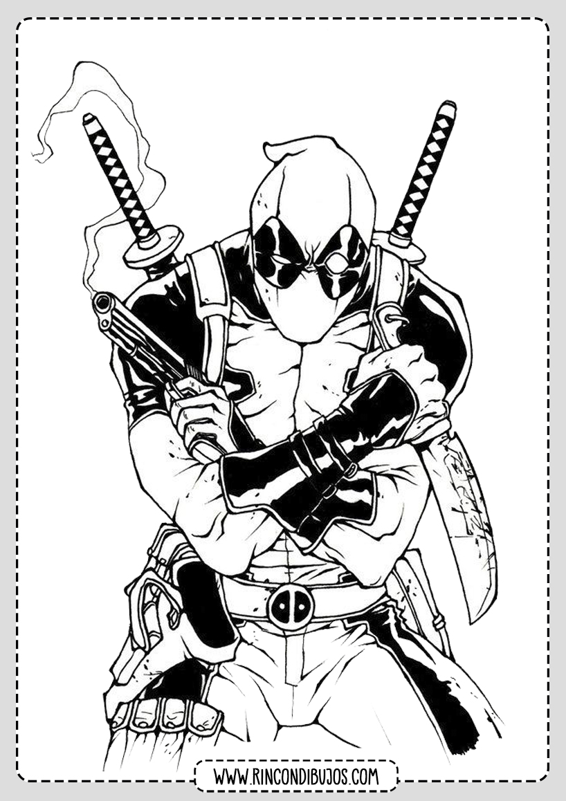 Imágenes y Dibujos de Deadpool para Colorear