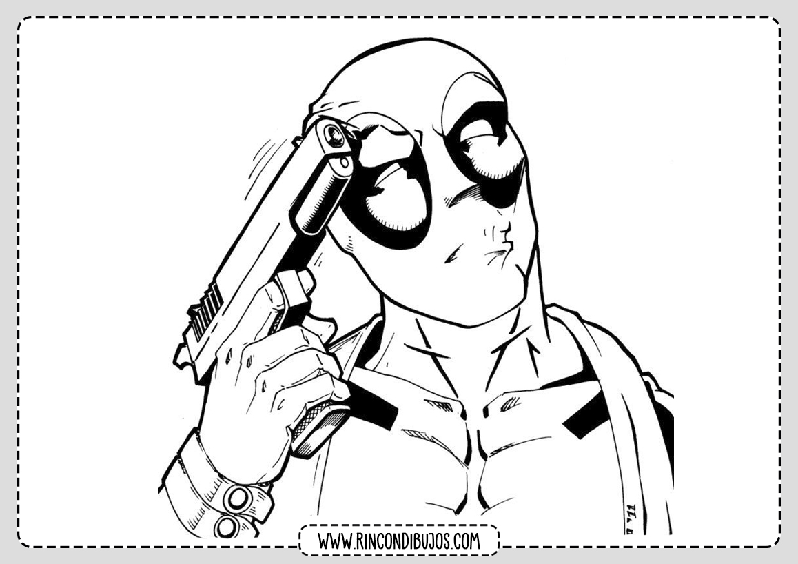 Deadpool con Pistola Dibujos para Colorear