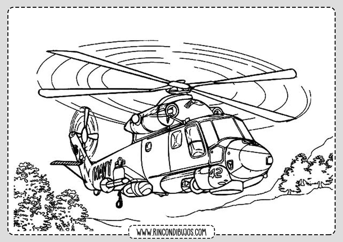 Dibujos de Helicopteros Volando para Colorear