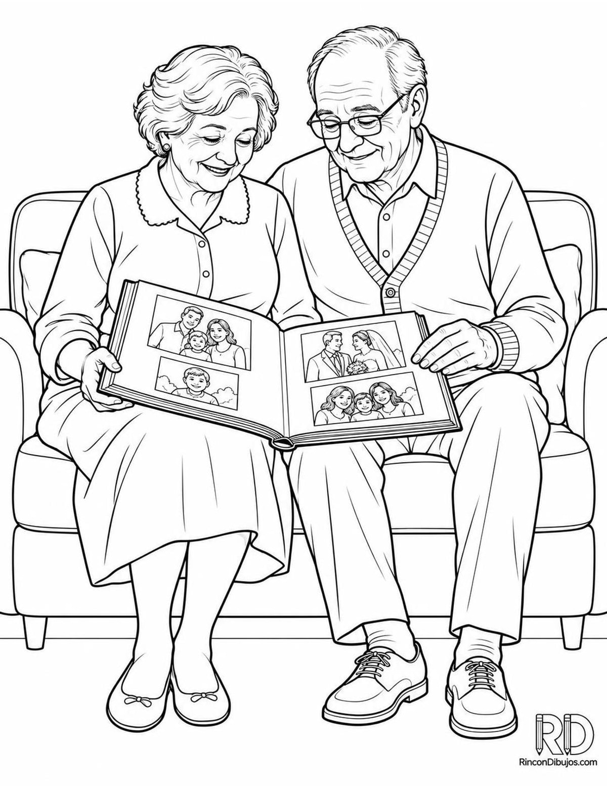 Dibujo de abuelos para colorear