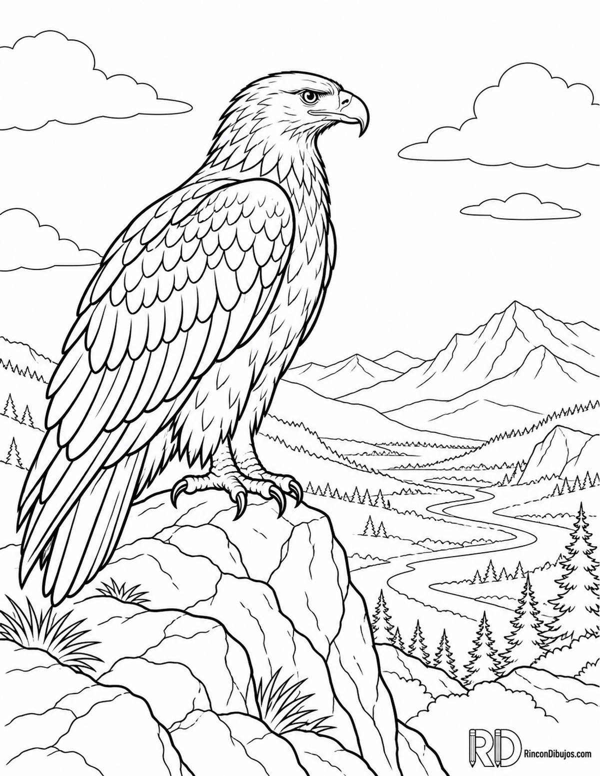 Dibujo de águila real para colorear Dibujo de águila real para colorear