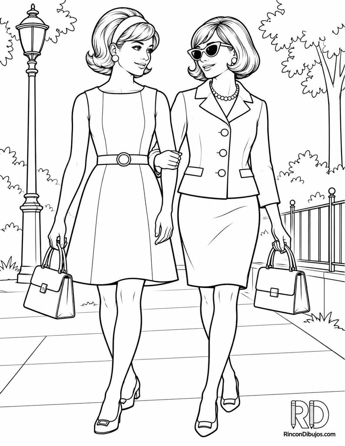 Dibujo de amigas de los 60 para colorear Dibujo de amigas de los 60 para colorear