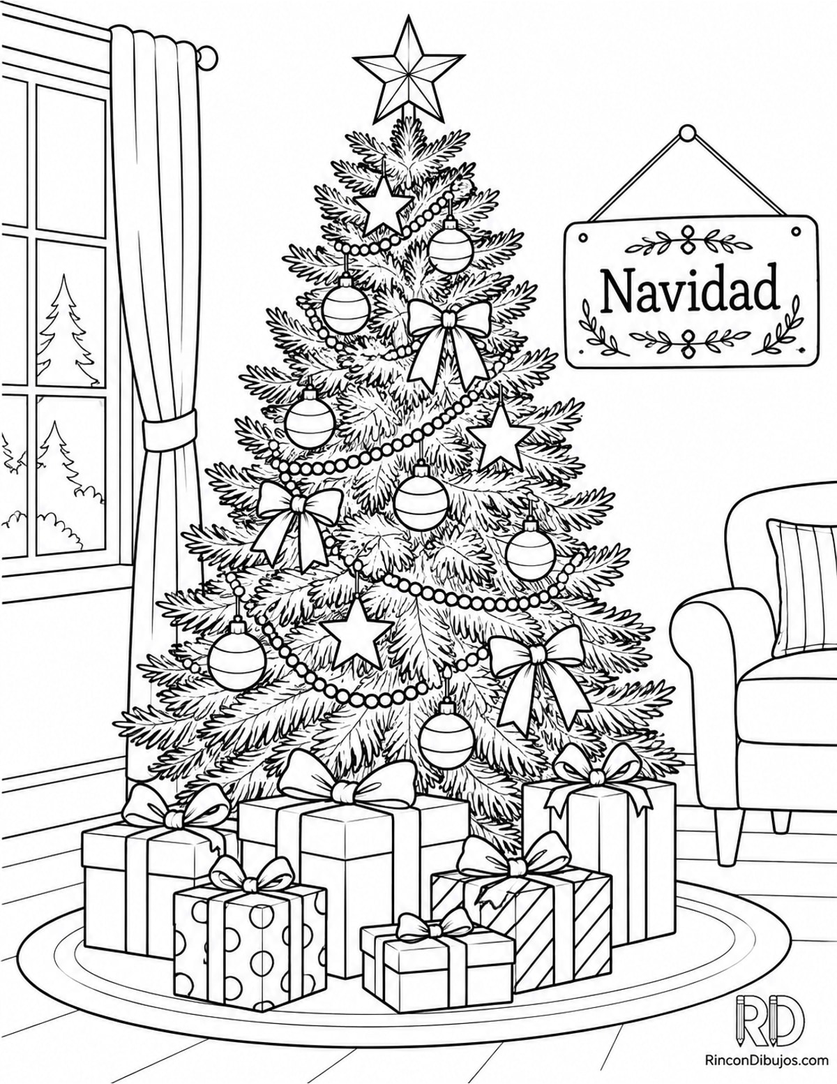 Dibujo de árbol de Navidad para colorear Dibujo de árbol de Navidad para colorear