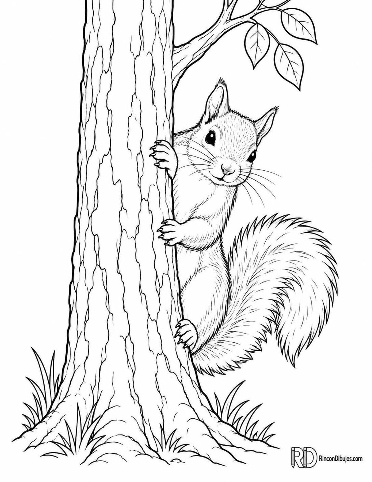 Dibujo de ardilla trepando para colorear