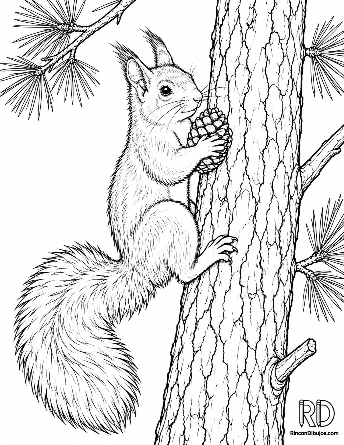 Dibujo de ardilla trepando para colorear Dibujo de ardilla trepando para colorear