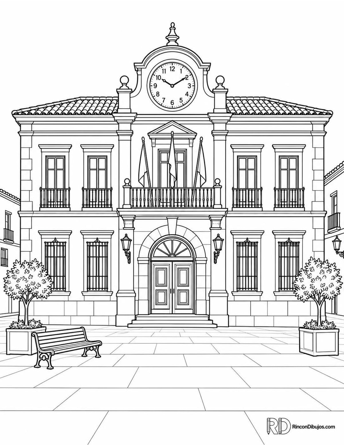 Dibujo de ayuntamiento para colorear