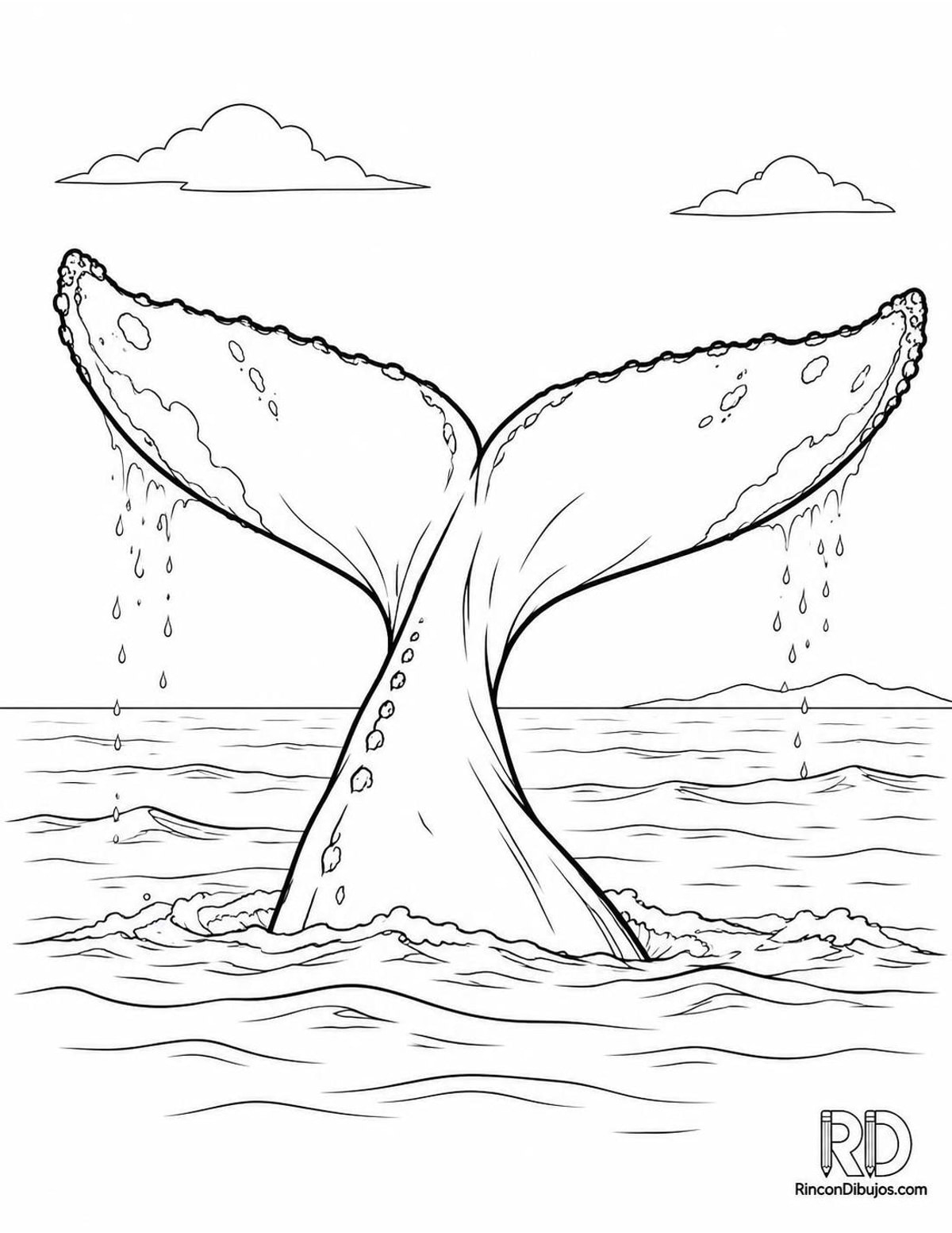 Dibujo de ballena jorobada cola para colorear Dibujo de ballena jorobada cola para colorear