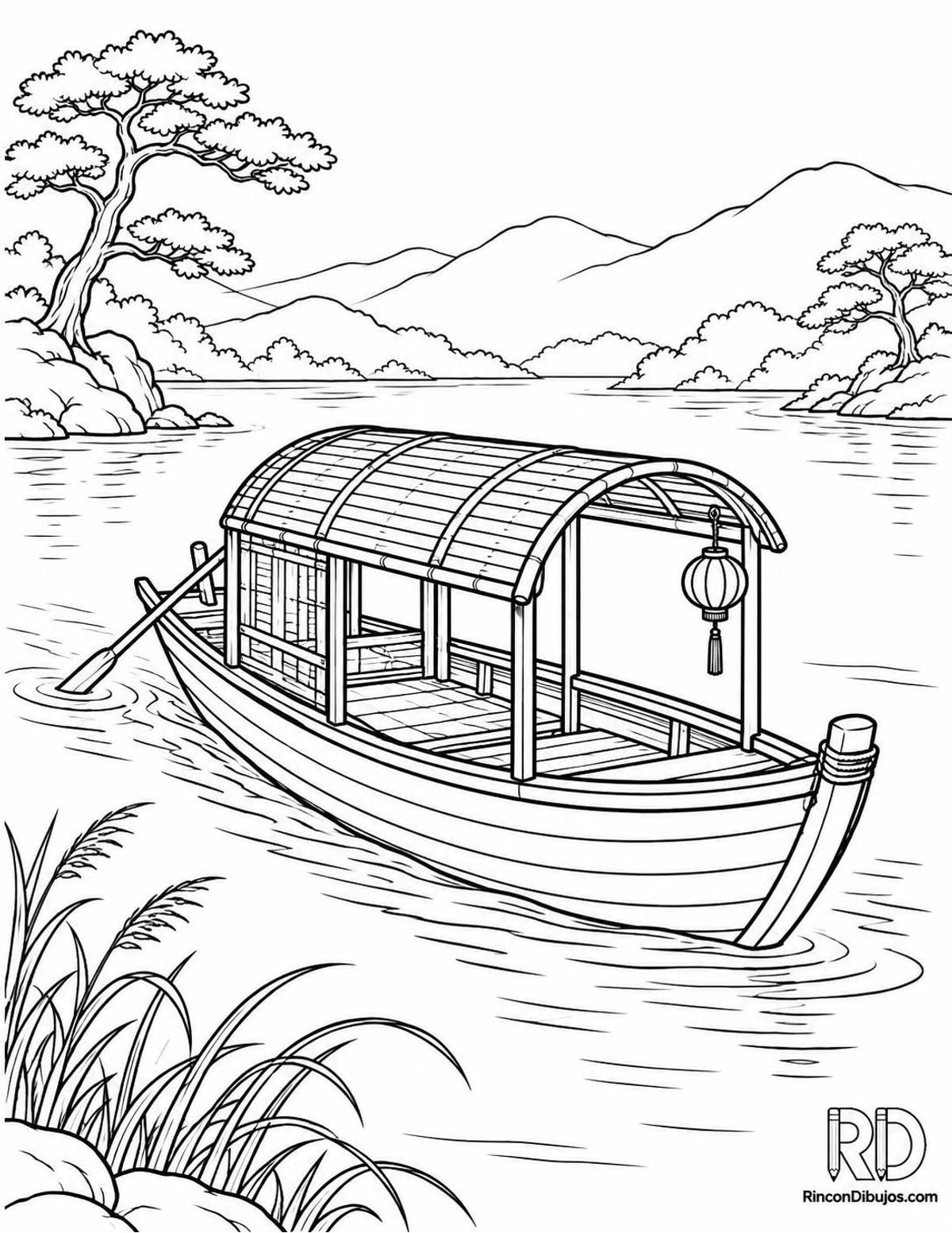 Dibujo de barca china para colorear Dibujo de barca china para colorear