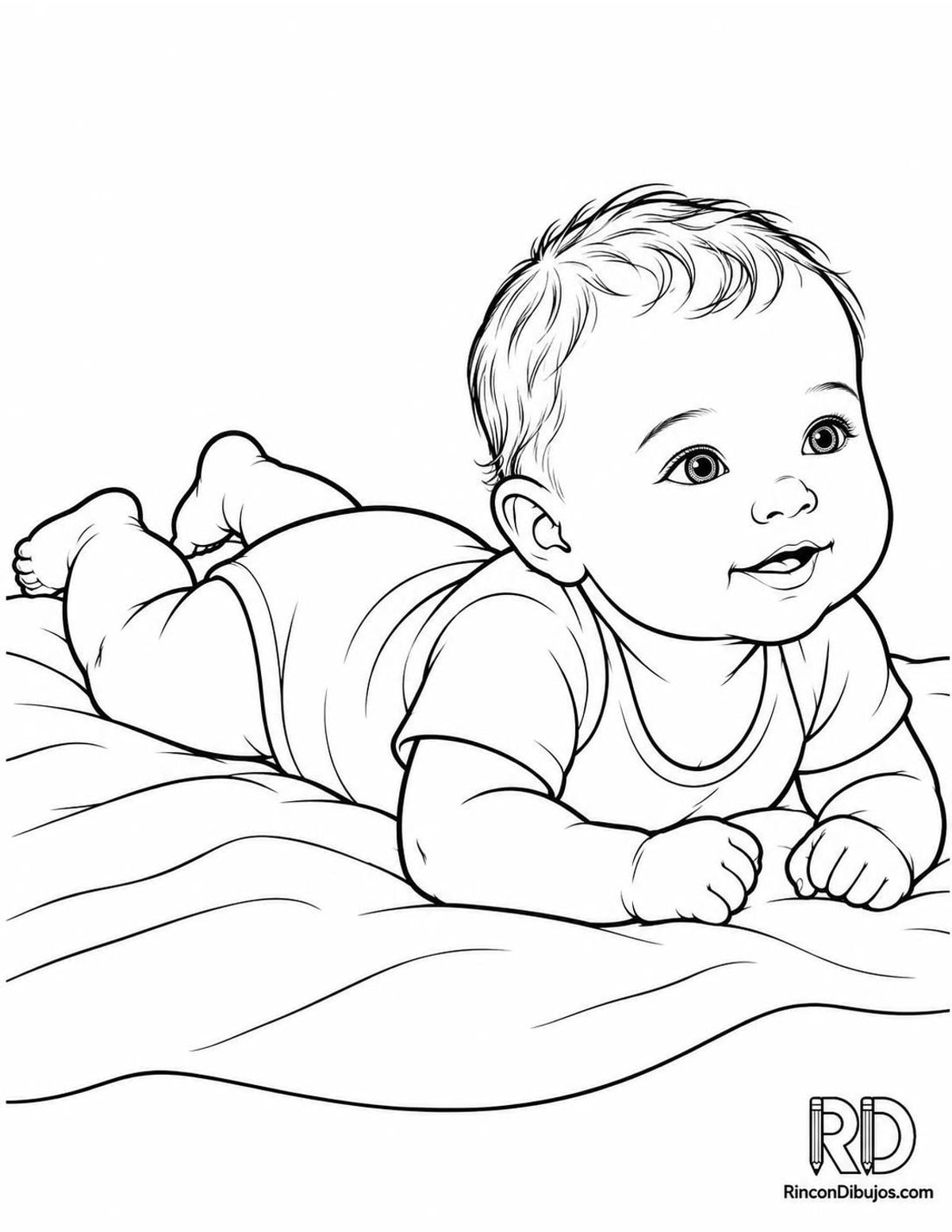 Dibujo de bebé boca abajo para colorear Dibujo de bebé boca abajo para colorear