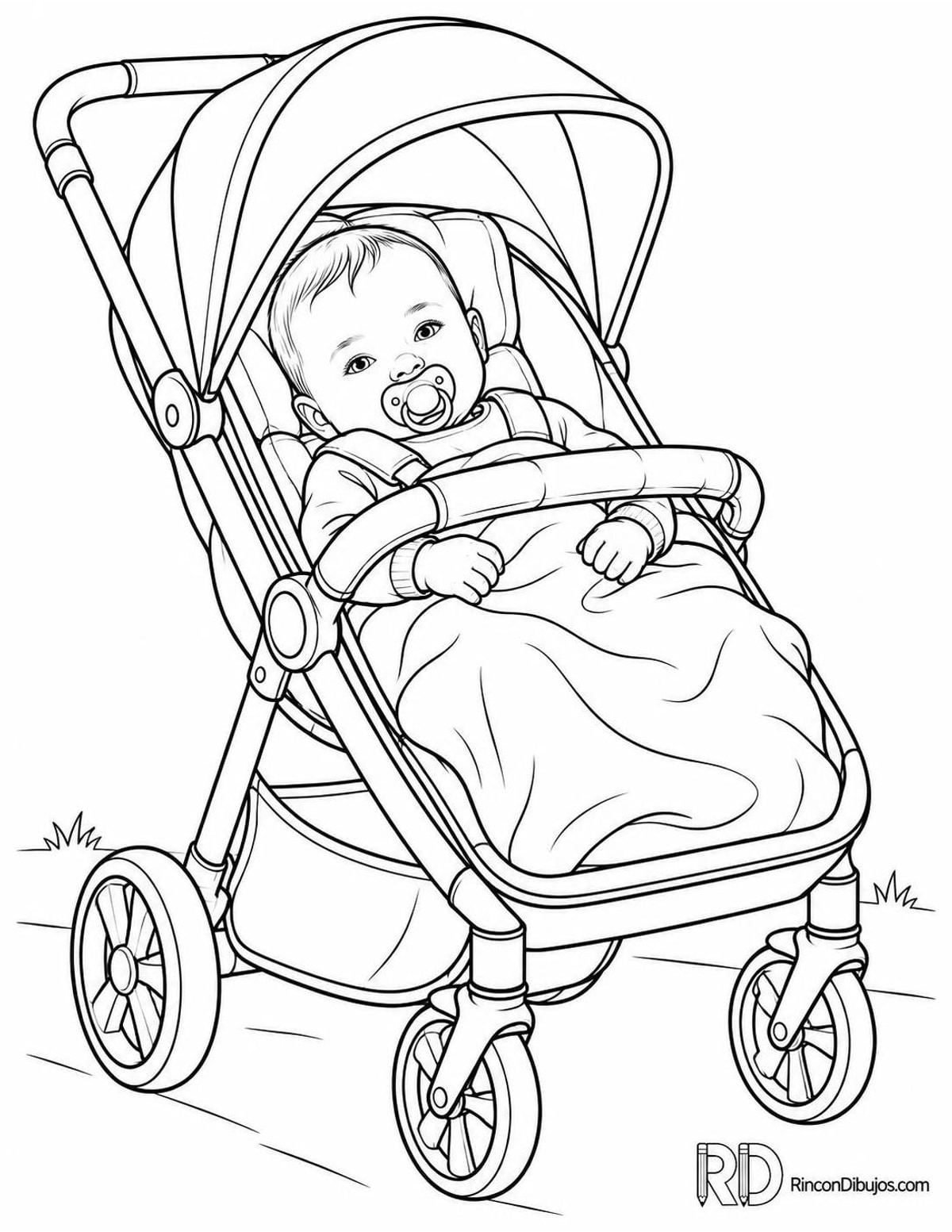 Dibujo de bebé con chupete para colorear Dibujo de bebé con chupete para colorear