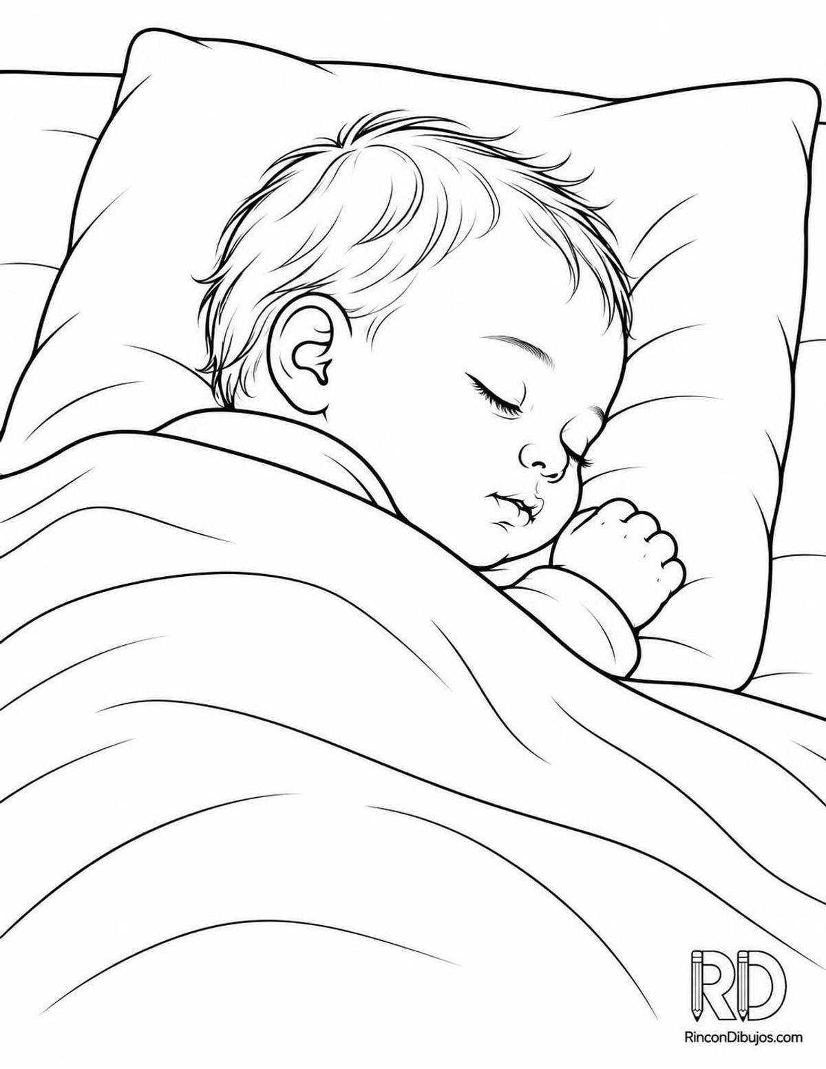 Dibujo de bebé dormido para colorear Dibujo de bebé dormido para colorear