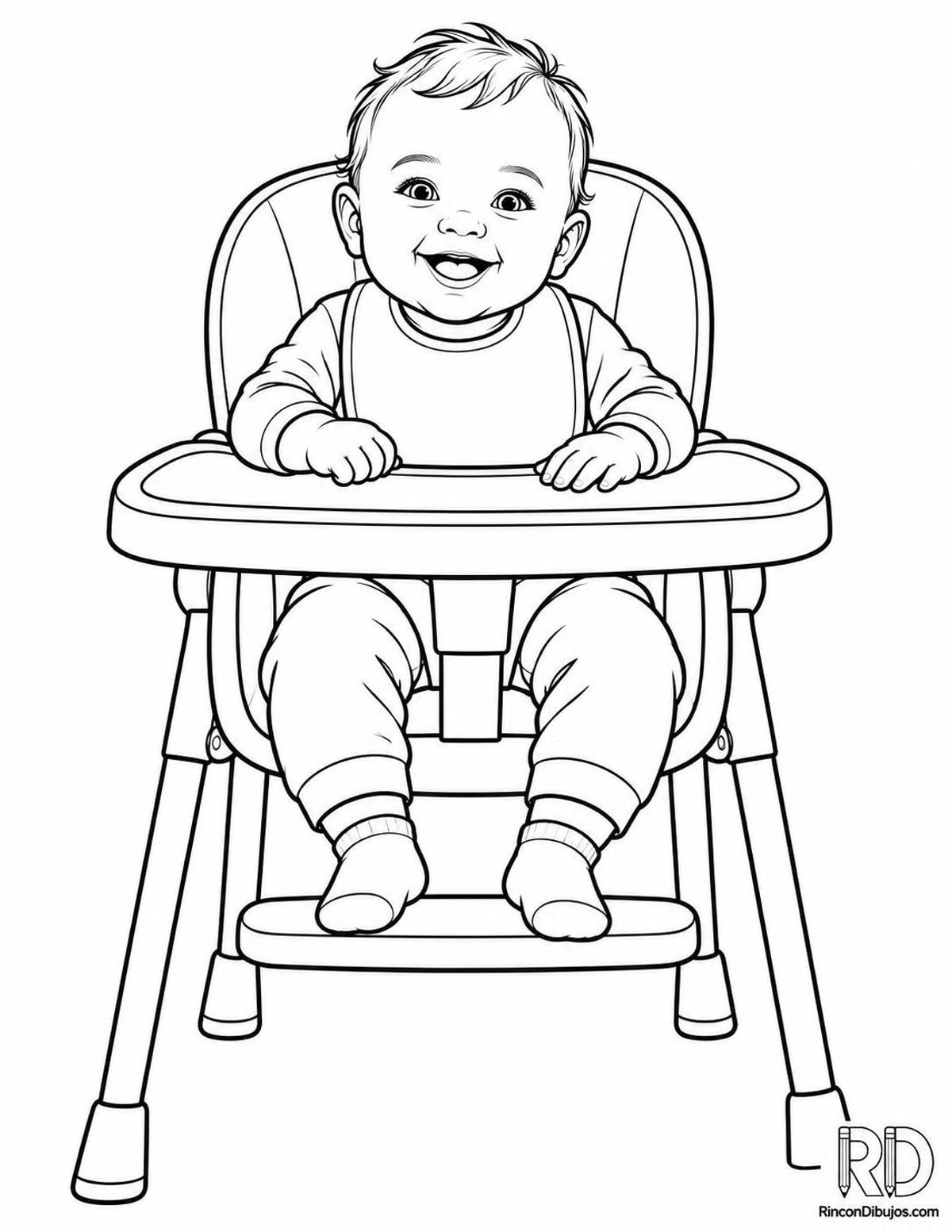 Dibujo de bebé en silla alta para colorear Dibujo de bebé en silla alta para colorear