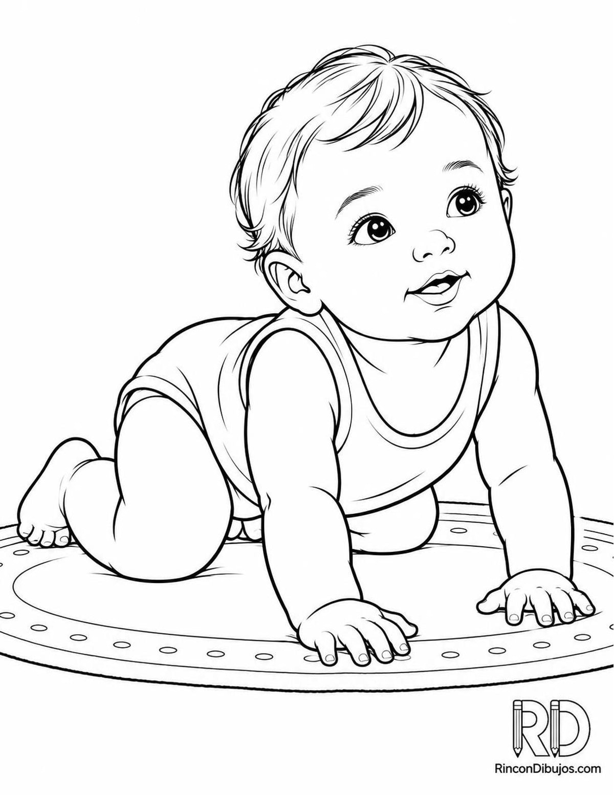Dibujo de bebé gateando para colorear Dibujo de bebé gateando para colorear