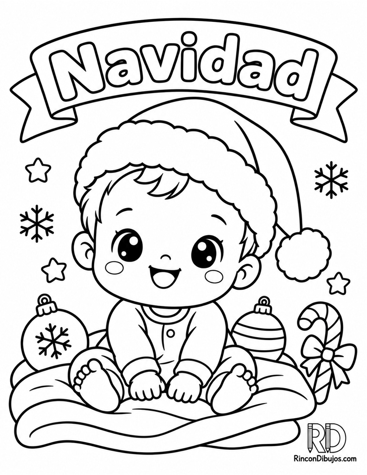 Dibujo de bebé Navidad kawaii para colorear Dibujo de bebé Navidad kawaii para colorear