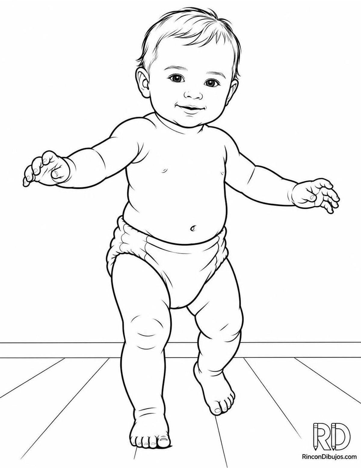 Dibujo de bebé primeros pasos para colorear Dibujo de bebé primeros pasos para colorear