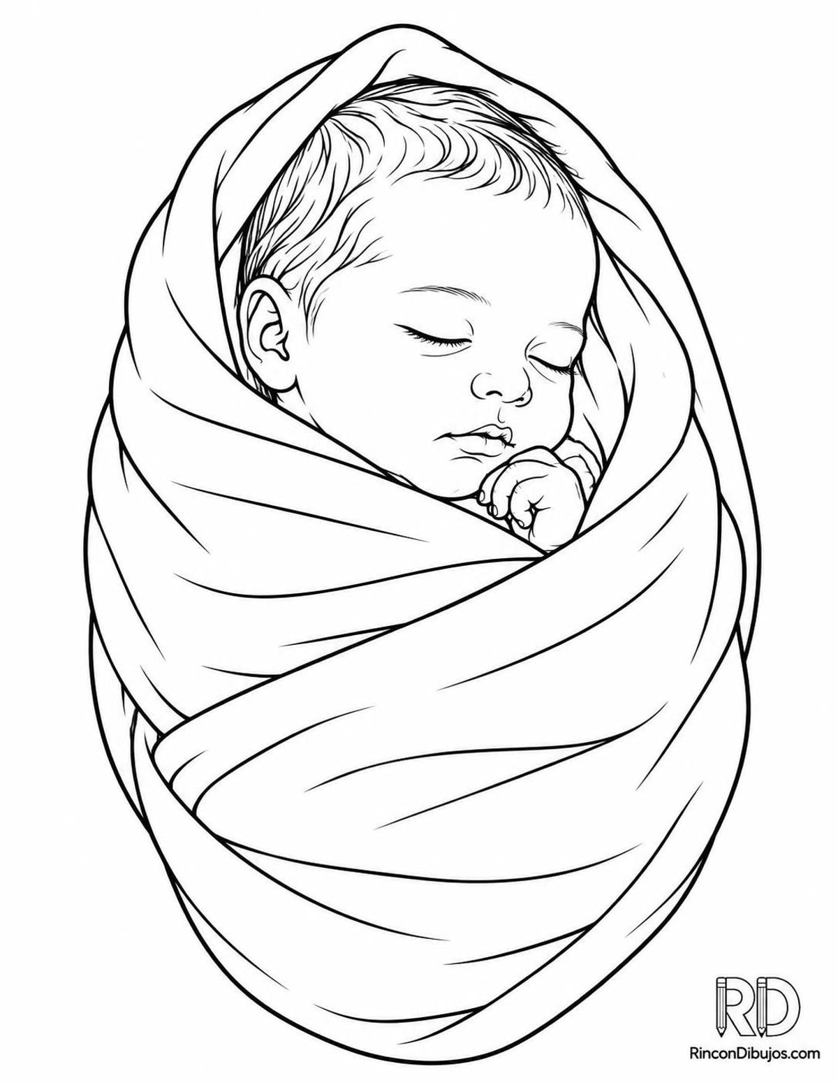 Dibujo de bebé recién nacido para colorear Dibujo de bebé recién nacido para colorear