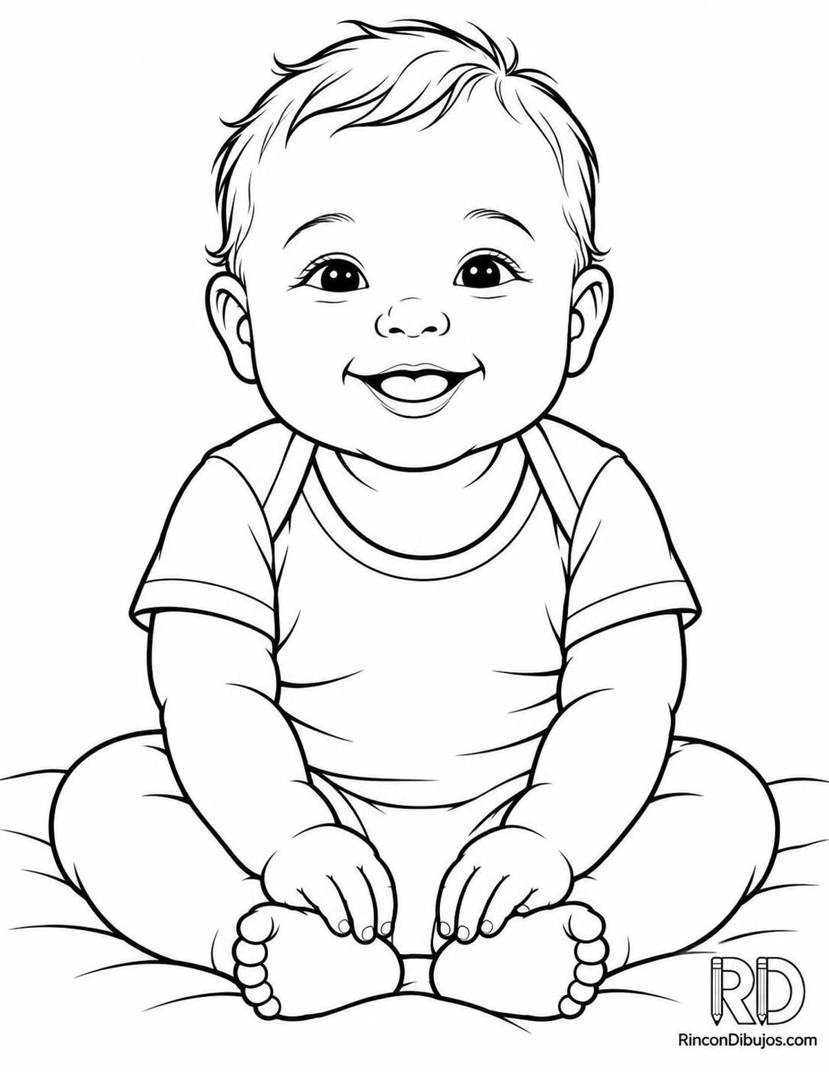 Dibujo de bebé sonriente para colorear Dibujo de bebé sonriente para colorear
