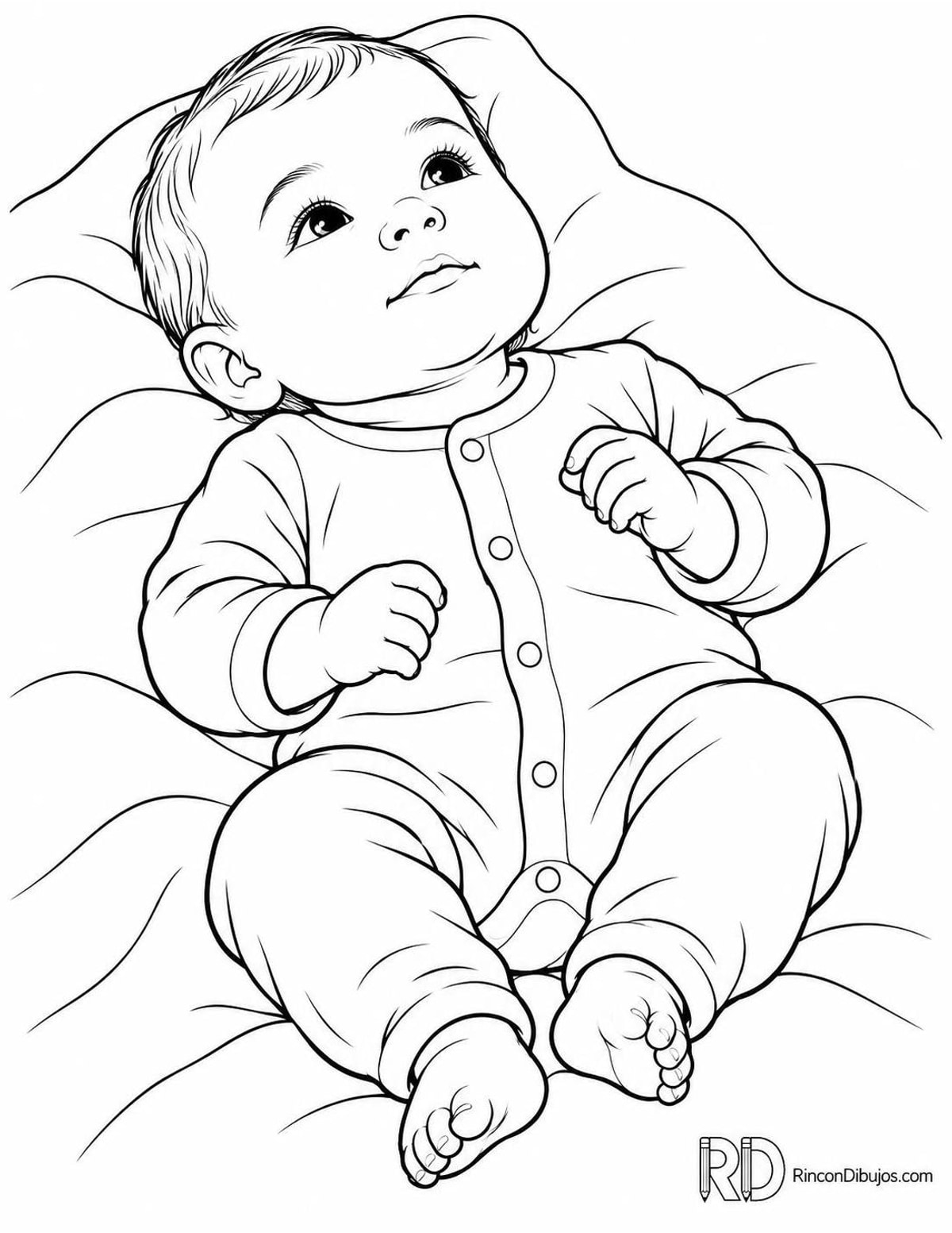 Dibujo de bebé tranquilo para colorear Dibujo de bebé tranquilo para colorear